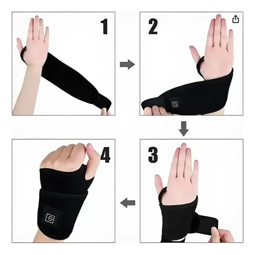 Muñequera Guante Térmico Tunel Carpiano Tendinitis Artritis Negro Ajustable