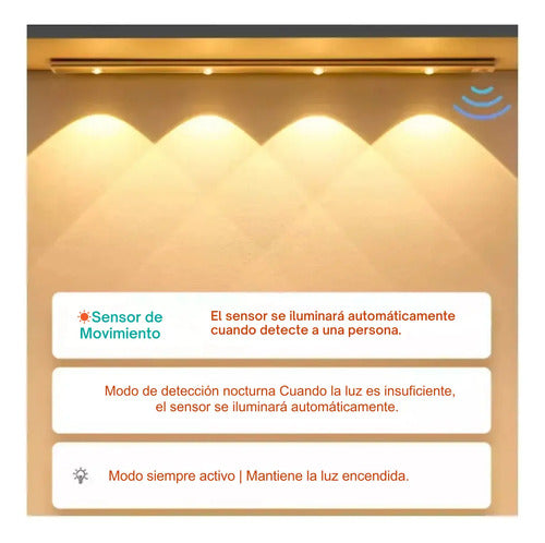Barra Tira Luz Led Con Sensor De Movimiento 40 Cm Blanco