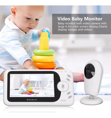 Monitor De Video Para Bebés De 4.3 Pulgadas Visión Nocturna Blanco