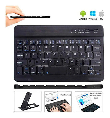 Teclado Inalambrico Bluetooth Negro iPad Tablet Smartphone Negro