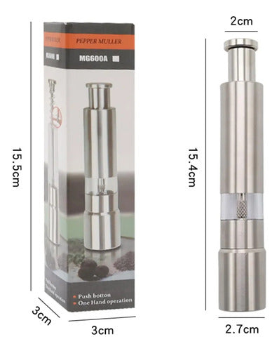 Molinillo Manual De Acero Inoxidable Sal Pimienta Especias Plateado