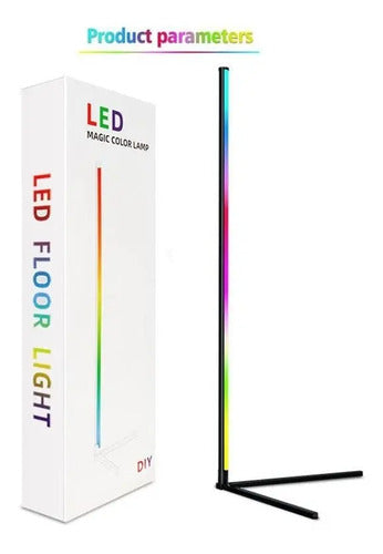 Lampara Lineal Esquina Ambiental Led Multicolor Rgb Control Negro