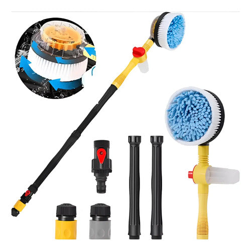 Kit Lavado De Auto Cepillo Microfibra Retráctil 360°