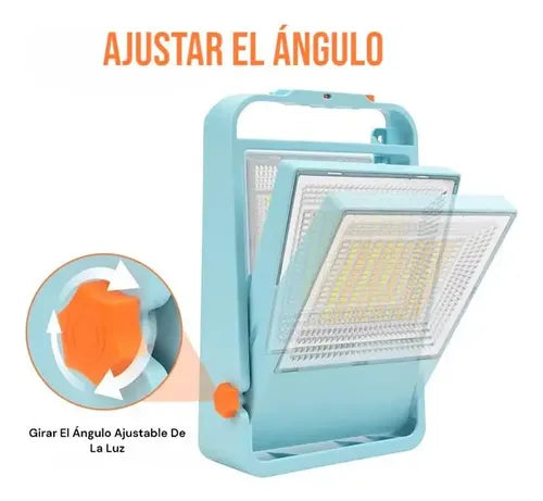 Linterna Emergencia Solar 3 En 1 Usb Recargable Foco Blanco Azul Claro