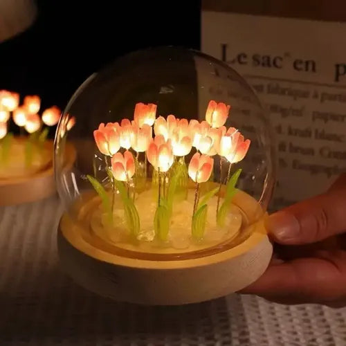 Lámpara Led Decorativa Tulipán Mesa De Noche Espanta Cuco