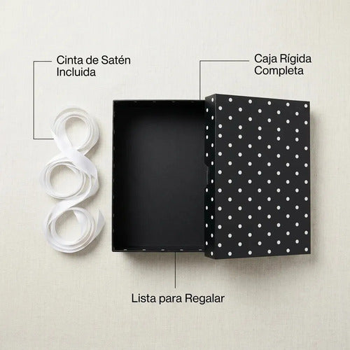 Caja De Tapa Premium Tapa Dura Gift Box Color Negro Puntas Blancos M
