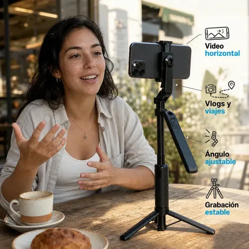 Trípode Con Seguimiento Automatico Ia Para Celular Y Camaras Negro - Tripode Para Celulares Camaras Smartphone Seguimiento Inteligente