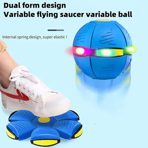 Pelota Magica Luz Led Cambia Forma Ovni Juguete Mascotas Azul Y Amarillo