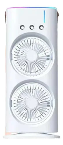 Doble Ventilador De Aire Frío Humidificador Para Escritorio Blanco