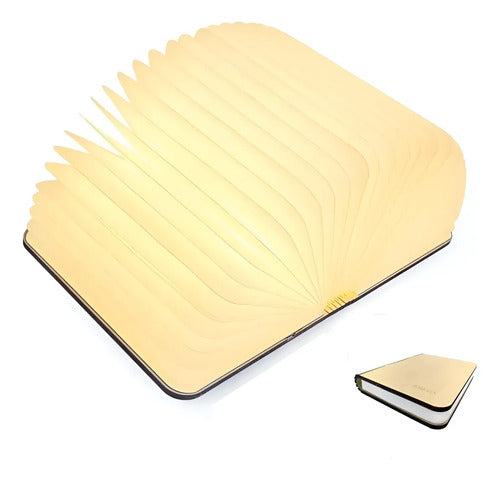 Lámpara De Mesa Libro Madera Plegable Portátil 3d Recargable Madera Beige