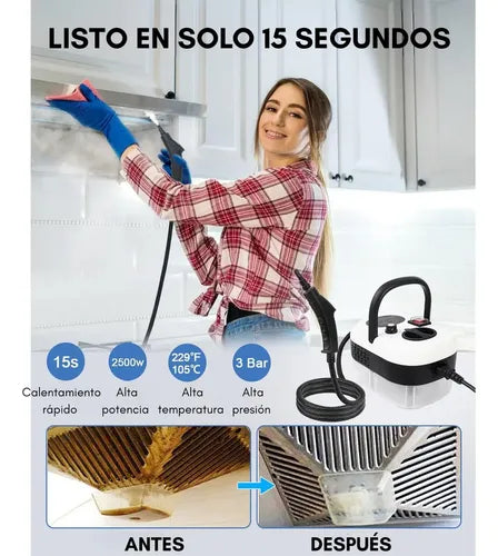 Maquina Vapor Limpiador Manual Alta Potencia Portátil 4 Pzs Blanco