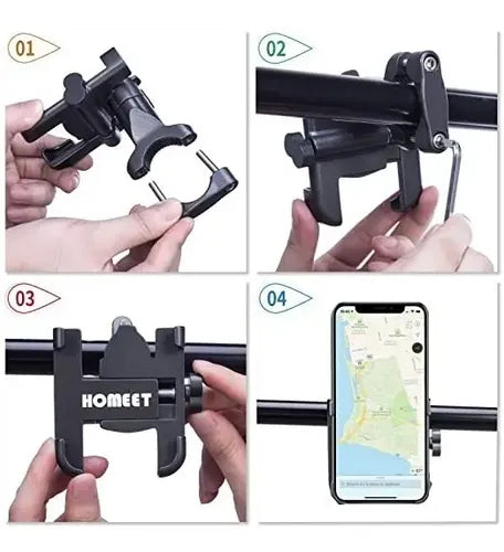 Soporte Bicicleta Teléfono 360° Universal Antideslizante Negro