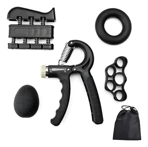 Hand Grip Set Ejercitadores Mano Muñeca Antebrazo Graduable Negro