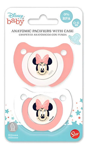 Pack X2 Chupetes De Silicona Anatómica Mickey Mouse 0-6 M