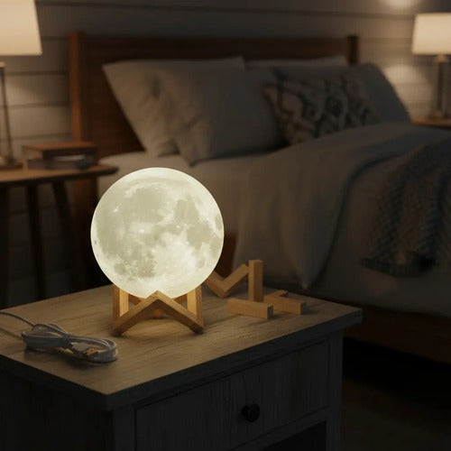 Lámpara Luna 3d Táctil Led 16 Colores Usb