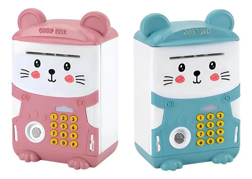 Alcancia Gatito Ahorro Electrónica Sonido Y Contraseña Gatito Rosa
