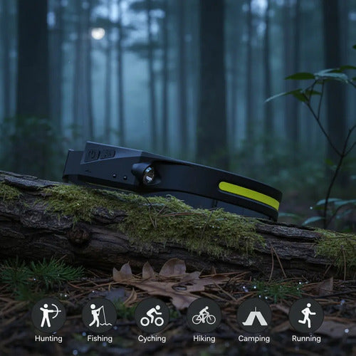 Linterna Led Frontal De Cabeza Impermeable Recargable Usb Amarillo Negro