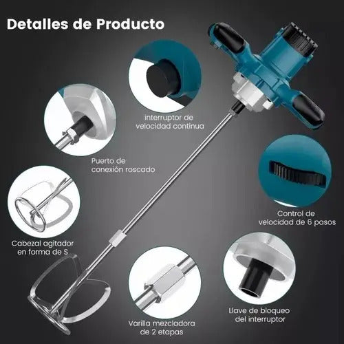 Mezcladora Eléctrica Thek Cemento 960w 6 Velocidades