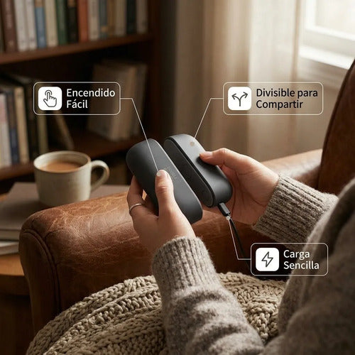 Calentador De Manos Portátil Magnético 2 En 1 Recargable Usb Negro