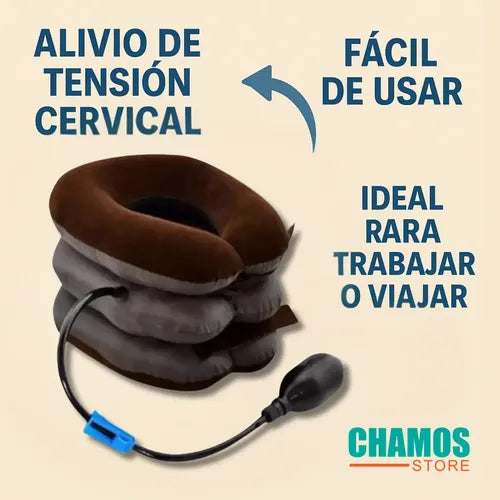 Cojín Inflable Collar Tracción Cervical Alivia El Dolor Marrón