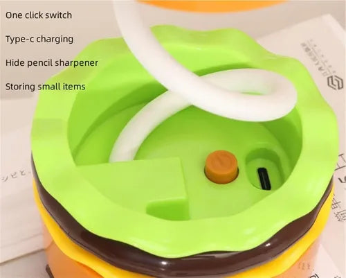 Lámpara De Mesa De Hamburguesa Sacapuntas Recargable Led Hamburguesa Amarillo