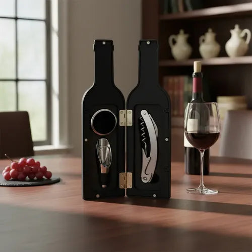 Set Kit De Vino Sacacorchos Descorchador Estuche Regalo