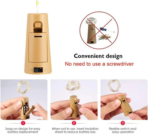 Luces Para Botella Con Corcho Decoración Luces Hada Pack 10 Cálido