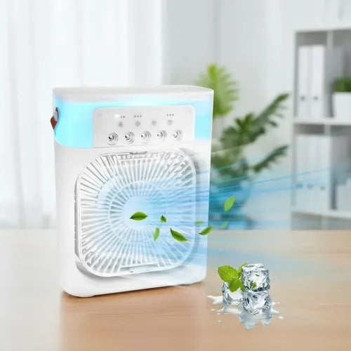 Ventilador Humidificador 3 En 1 Mini Enfriador Portátil Led Blanco