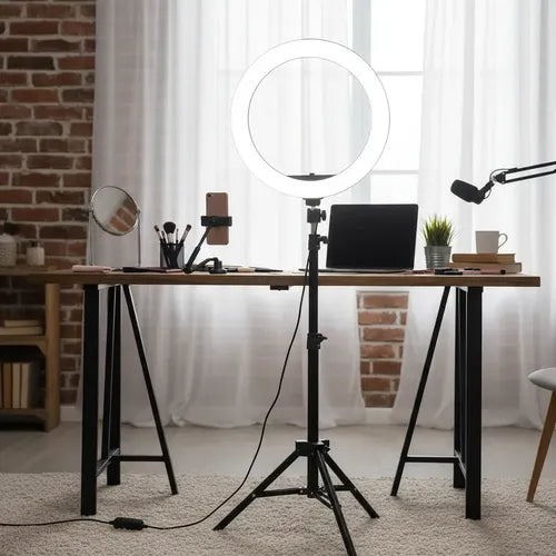 Aro De Luz Led 20cm + Tripode 1,60 Mtrs Tiktok Youtube Negro