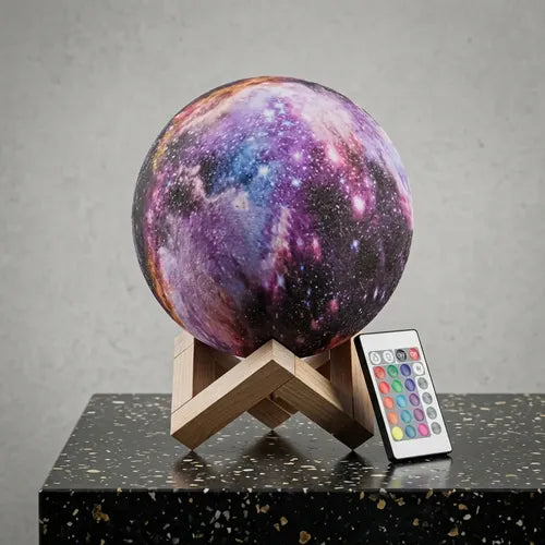 Lámpara Luna Galaxia 3d 16 Colores Recargable Rgb + Control