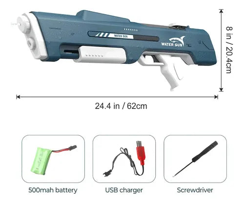 Pistola De Agua Eléctrica Grande Para Niños Disparo Continuo Azul