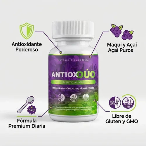 Suplemento Antiox Duo Regenerador Celular Vitamina C B12 Maqui - Acai