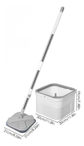 Set Mopa 360 Microfibra Giratoria Y Cubo Escurridor Gris