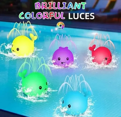 Ballena Lanza Agua Con Luces Juguete De Baño Bebe Varios