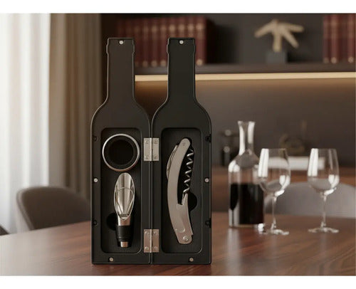 Set Kit De Vino Sacacorchos Descorchador Estuche Regalo