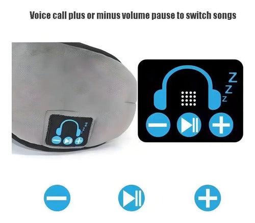 Antifaces Auriculares Dormir Bluetooth Música Gris Ónix