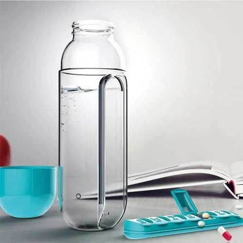 Botella De Agua Pastillero Con Organizador De Pastillas Amarillo