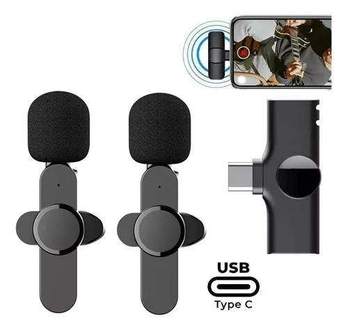 Sistema De Micrófono De Doble Solapa 360 Smartphone Usb-c Black