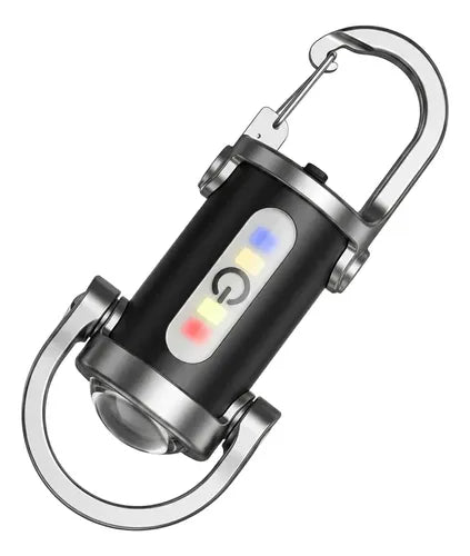 Linterna Llavero Recargable Led Usb Miniclip Potente Baliza Luz Blanca Baliza Estroboscópica Lampara Negro