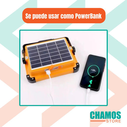 Foco Led Solar Emergencia Baliza Recargable 500w Camping Amarillo Blanco Cálido