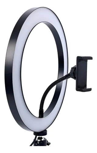 Aro De Luz 20cm Led Con Soporte Para Celular Sin Tripode Negro