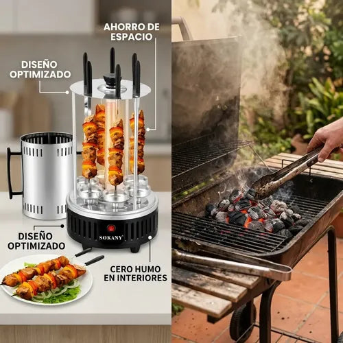 Parrilla Interior Eléctrica Asador Anticucho Pincho Brocheta Negro