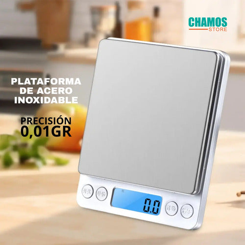 Pesa Gramera Joyeria Y Cocina Precision 0.1 - 500gr Báscula Plateado