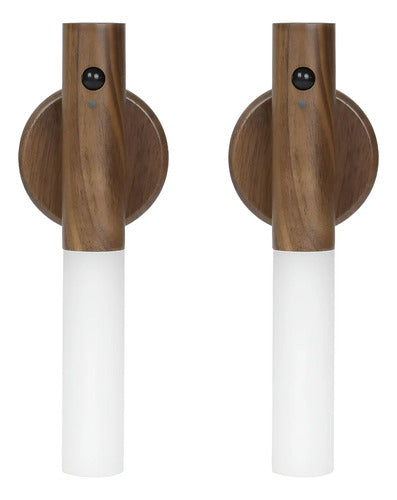 Packx2 Lámpara Recargable Madera Portátil Sensor Movimiento Maderaq3