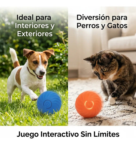 Pelota Interactiva Recargable Perros Gatos Luces Movimiento Azul