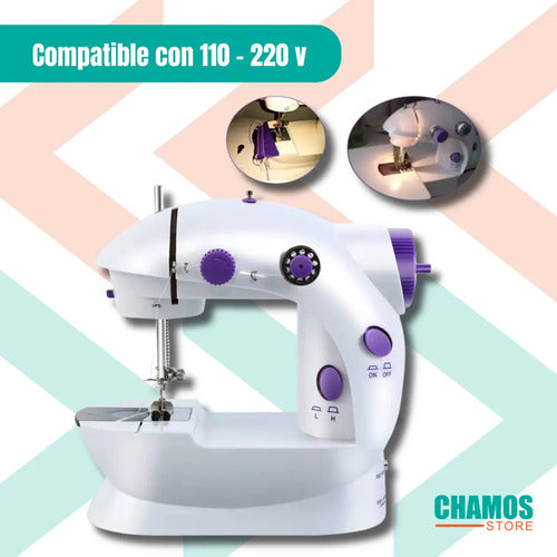 Mini Maquina De Coser Portátil Eléctrica Con Pedal Blanco
