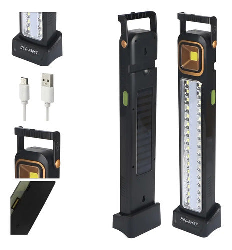 Lampara De Emergencia Solar 45w 300 L 6000k Recargable Usb Negro