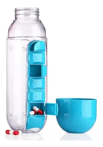 Botella De Agua Pastillero Con Organizador De Pastillas Amarillo