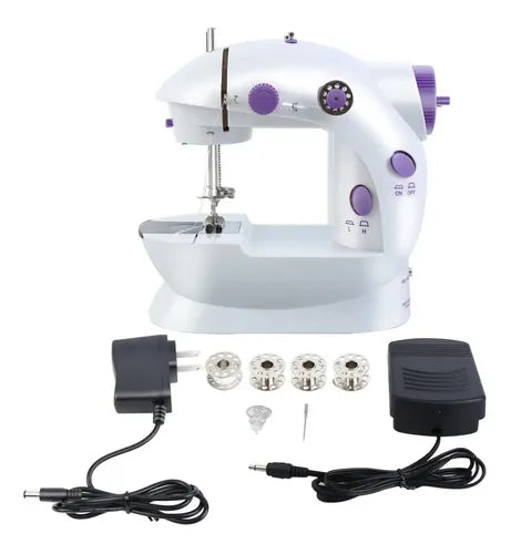 Mini Maquina De Coser Portátil Eléctrica Con Pedal Blanco