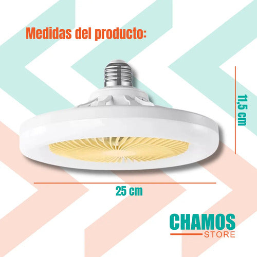 Ventilador De Techo Con Lampara Led Con Control Remoto 63.5 Cm 50 Blanco Plástico 3
